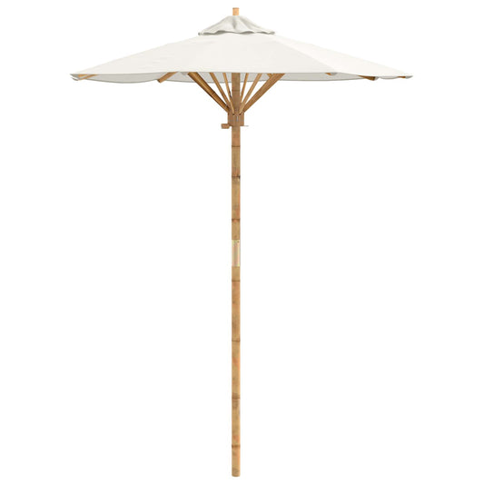 vidaXL Garden Parasol Cream White Ø 150 x 210 cm Bamboo