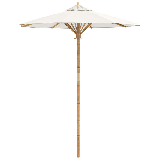 vidaXL Garden Parasol Cream White Ø 180 x 230 cm Bamboo