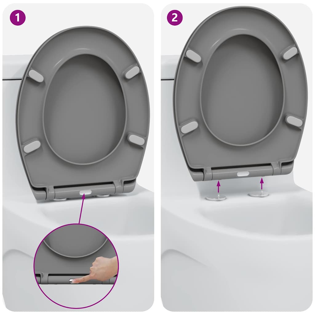 vidaXL Toilet Seat Grey 44.8 x 37.3 x 4.2 cm Duroplast