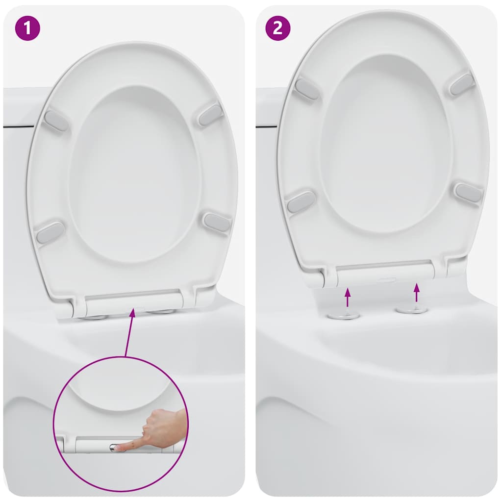 vidaXL Toilet Seat White 47 x 37 x 4 cm Duroplast
