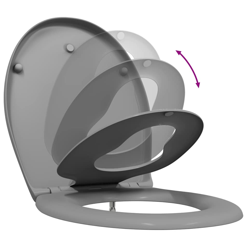 vidaXL Toilet Seat Grey 47 x 37 x 4 cm Duroplast