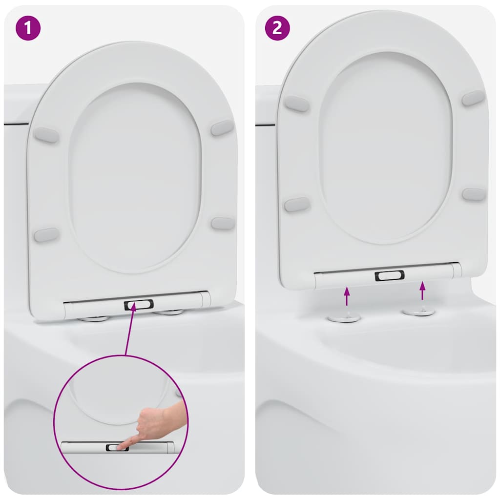 vidaXL Quick Release Toilet suitable for Seat White 44 x 36.4 x 3.4 cm