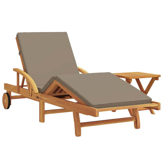 vidaXL Sun Lounger 2 pcs Solid Acacia Wood Taupe