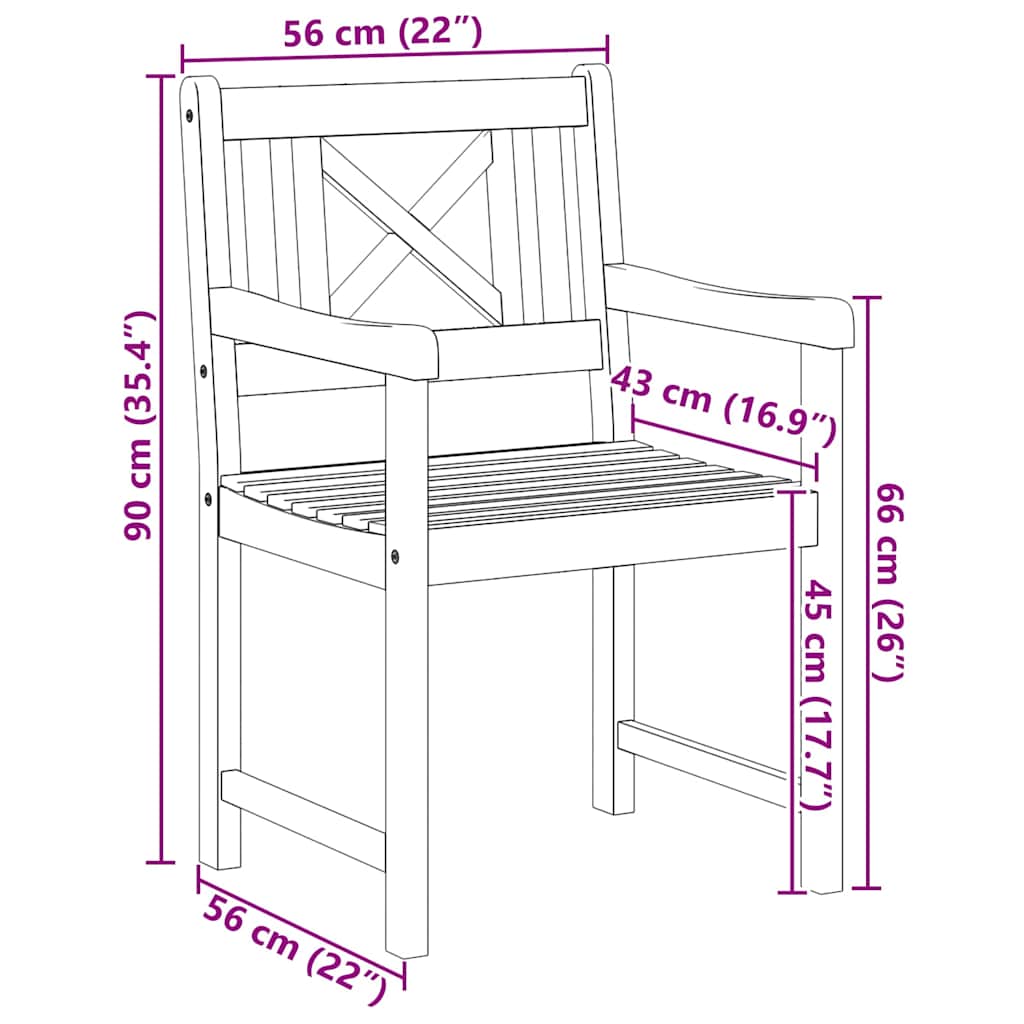vidaXL Garden Chairs 6 pcs Natural Solid Acacia Wood