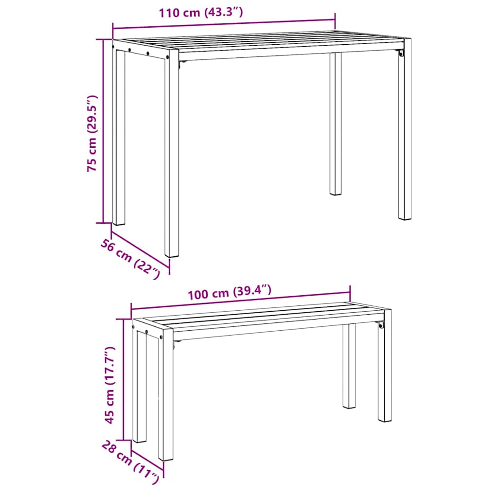 vidaXL Garden Dining Set 3 pcs Anthracite Steel
