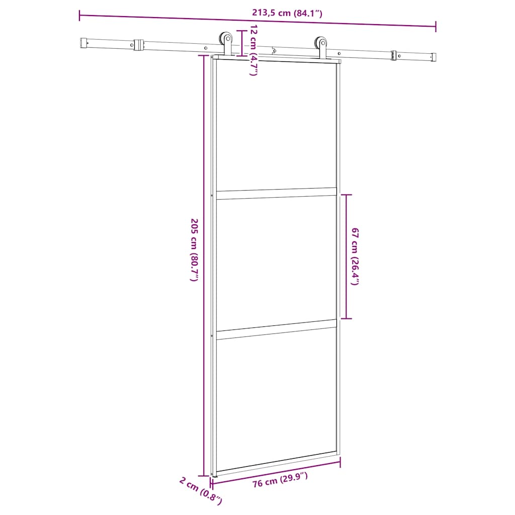 vidaXL Sliding Door with Hardware Set 76x205 cm