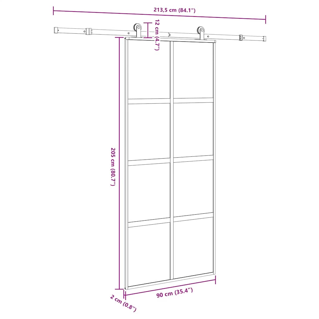vidaXL Sliding Door with Hardware Set 90x205 cm