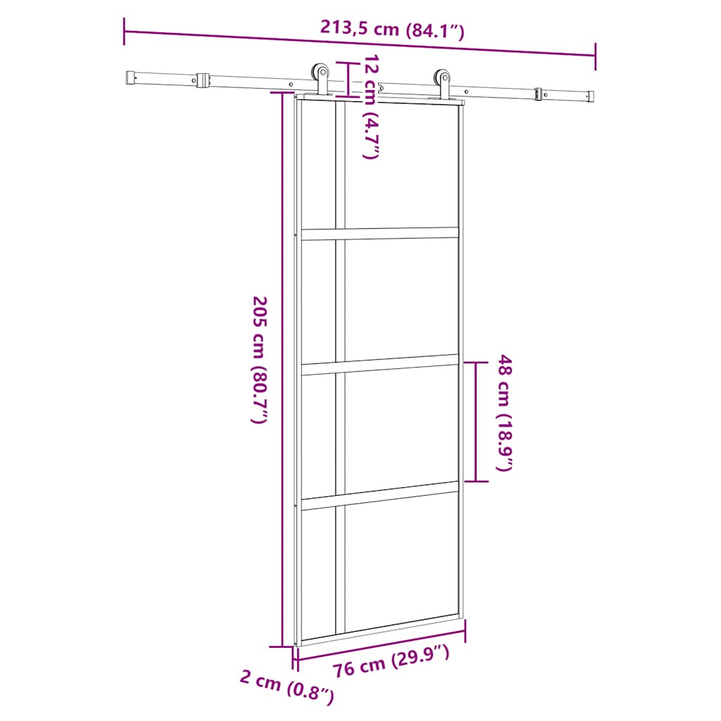 vidaXL Sliding Door with Hardware Set 76x205 cm