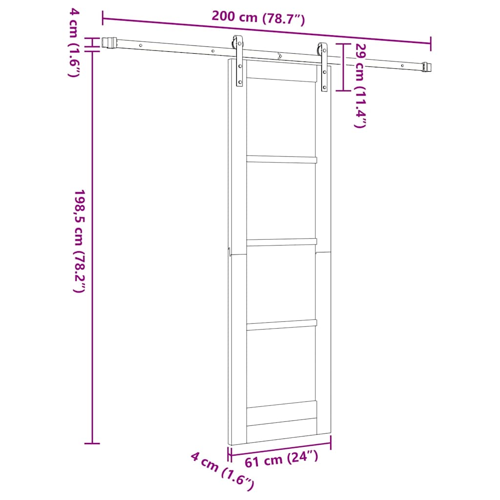vidaXL Sliding Door ORKDAL White and Black 61 x 198.5 cm