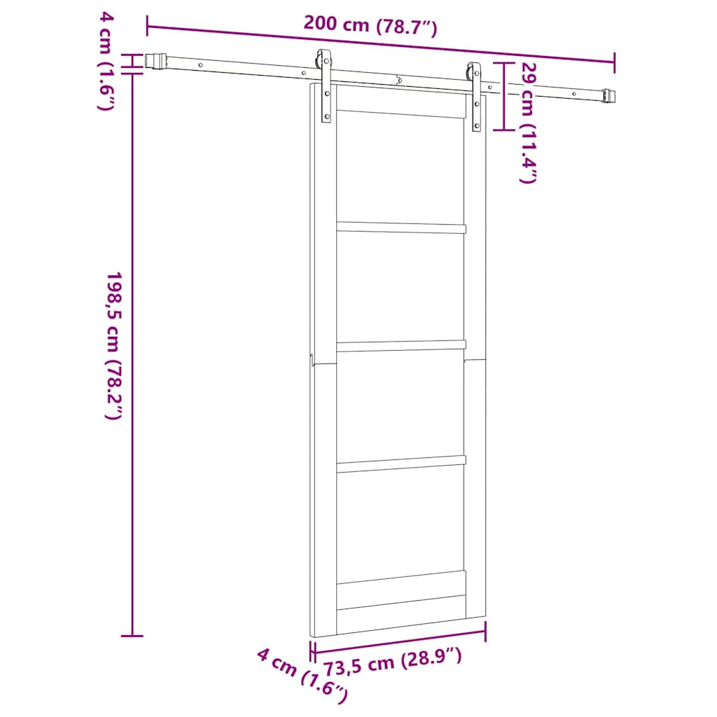 vidaXL Sliding Door ORKDAL Natural and Black 73.5 x 198.5 cm
