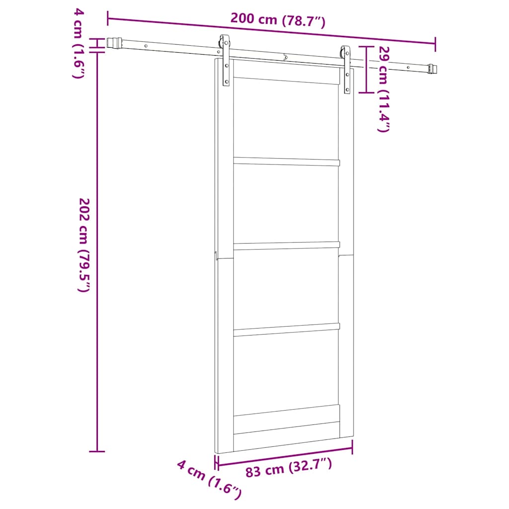 vidaXL Sliding Door ORKDAL White and Black 83 x 202 cm