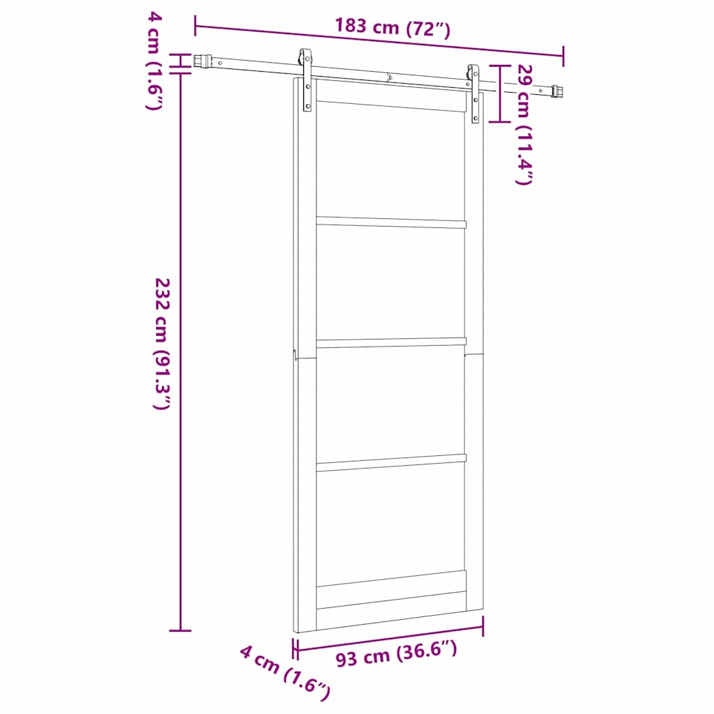 vidaXL Sliding Door ORKDAL White 93 x 232 cm Solid Pine Wood and Glass
