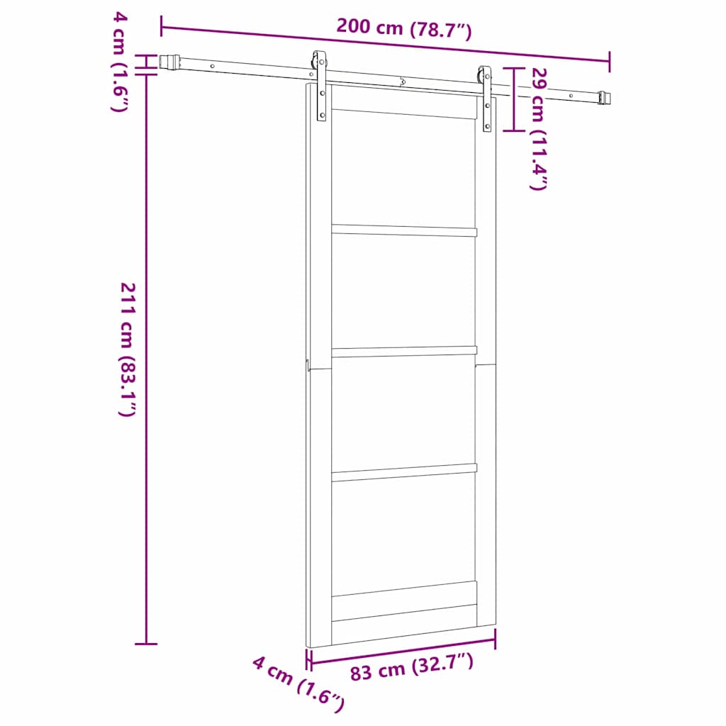 vidaXL Sliding Door ORKDAL White 83 x 211 cm Solid Pine Wood and Glass