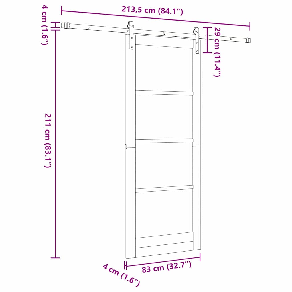 vidaXL Sliding Door ORKDAL White 83 x 211 cm Solid Pine Wood and Glass