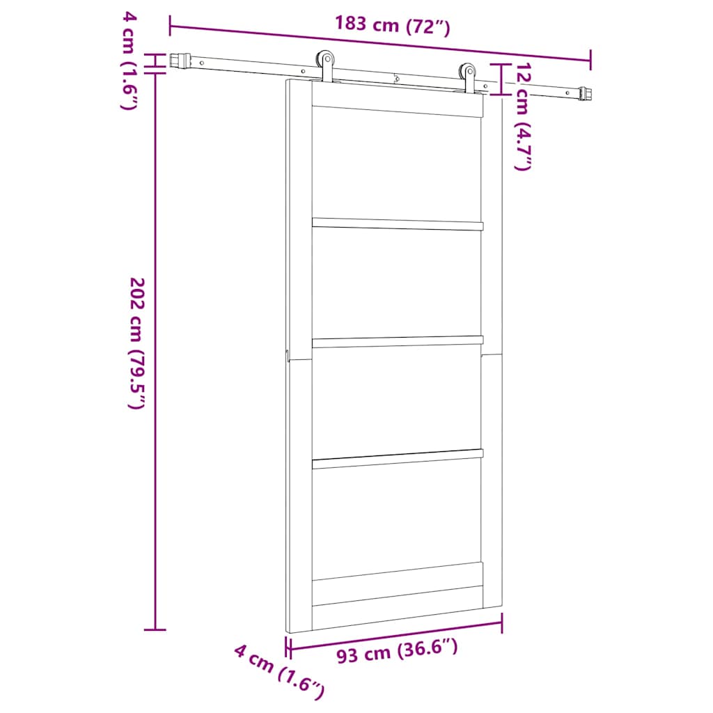 vidaXL Sliding Door ORKDAL White and Black 93 x 202 cm
