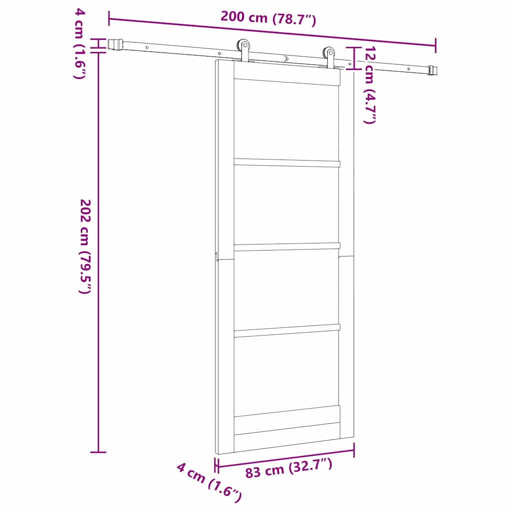 vidaXL Sliding Door ORKDAL White and Black 83 x 202 cm