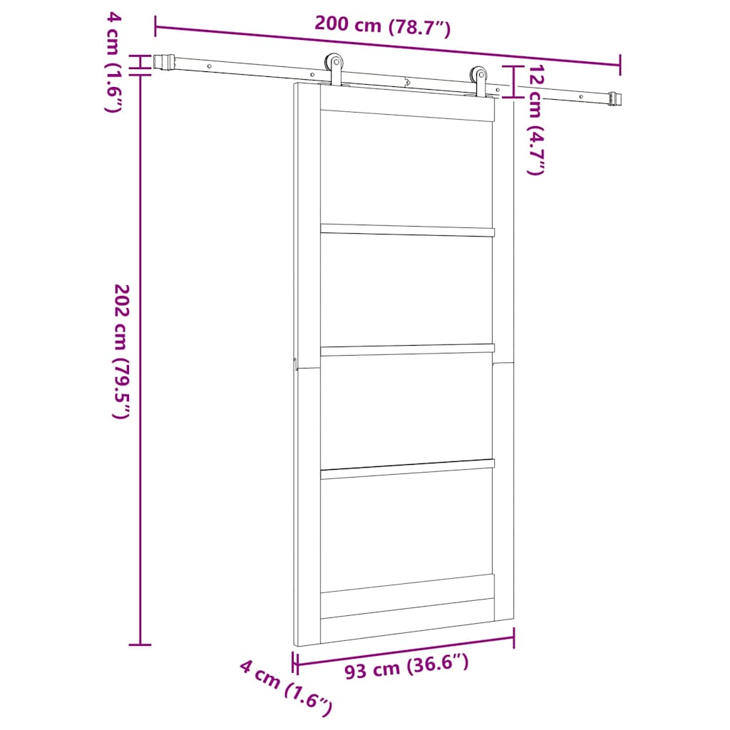 vidaXL Sliding Door ORKDAL White and Black 93 x 202 cm