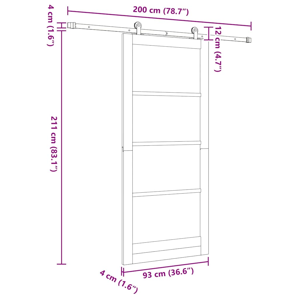 vidaXL Sliding Door ORKDAL Natural 93 x 211 cm