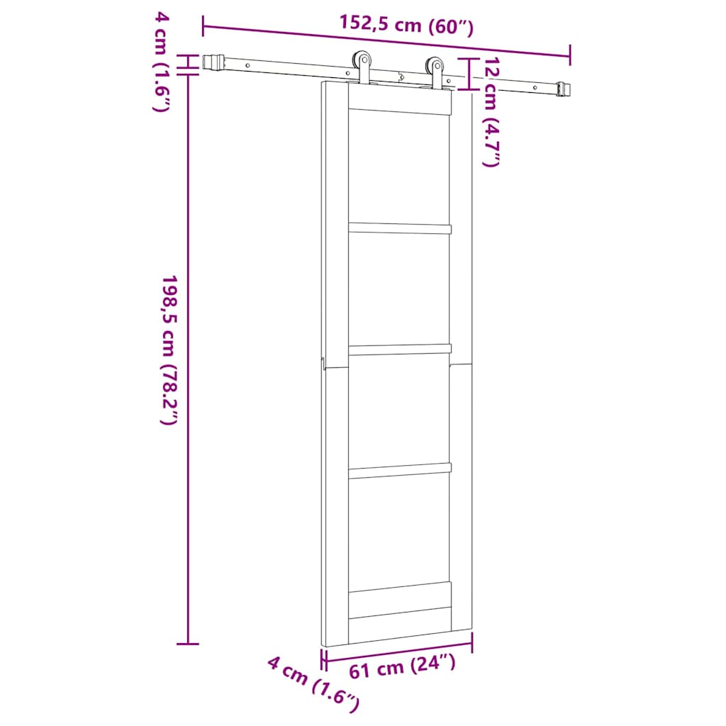 vidaXL Sliding Door ORKDAL Natural 61 x 198.5 cm
