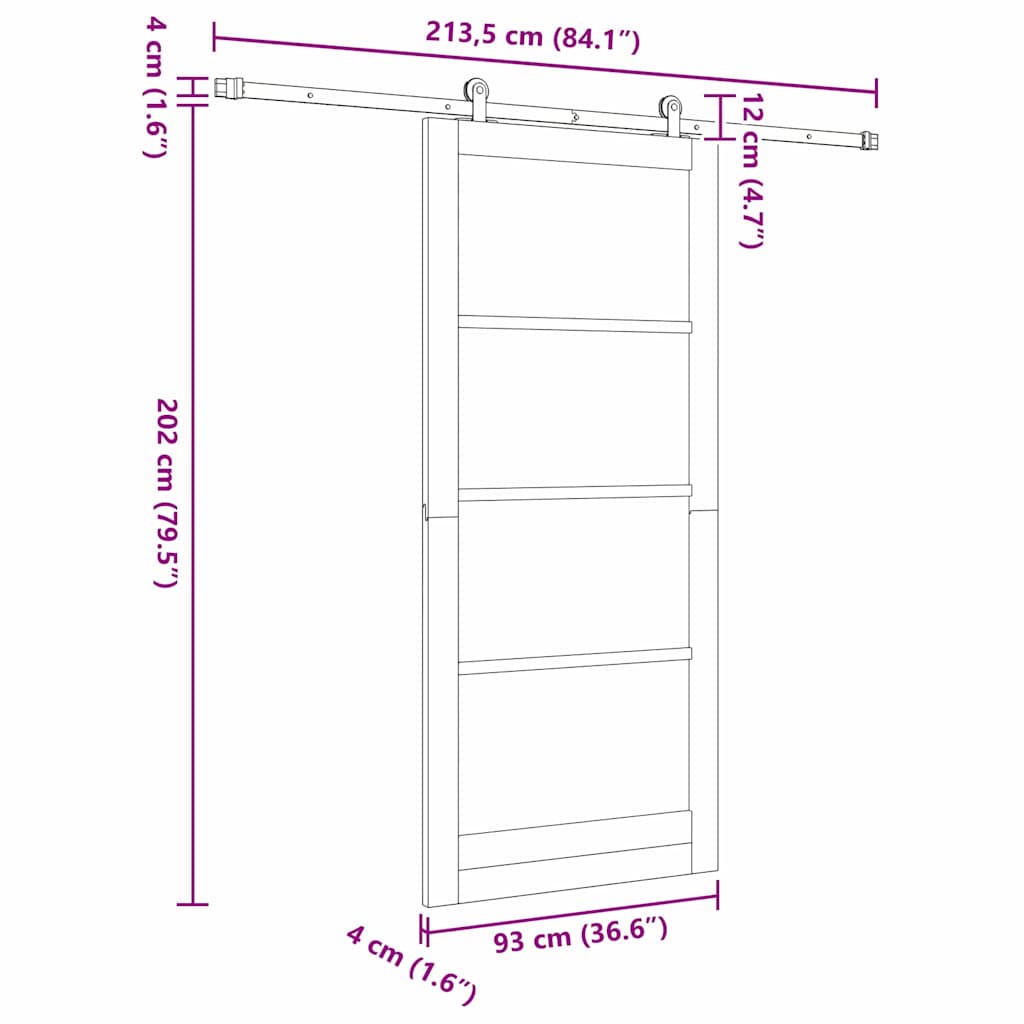 vidaXL Sliding Door ORKDAL Natural 93 x 211 cm
