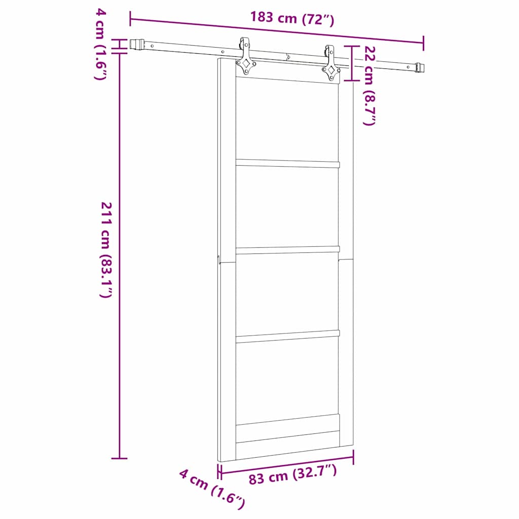 vidaXL Sliding Door ORKDAL White and Black 83 x 211 cm