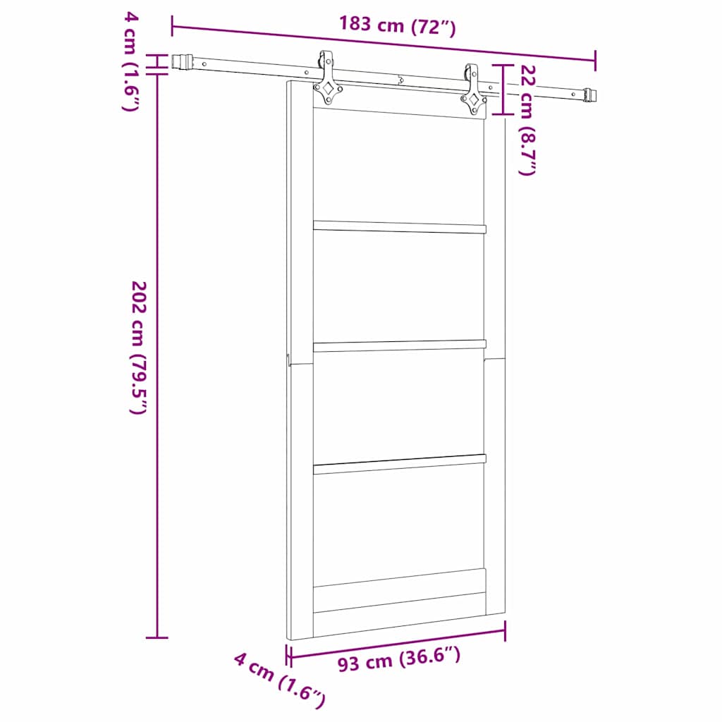 vidaXL Sliding Door ORKDAL White and Black 93 x 202 cm