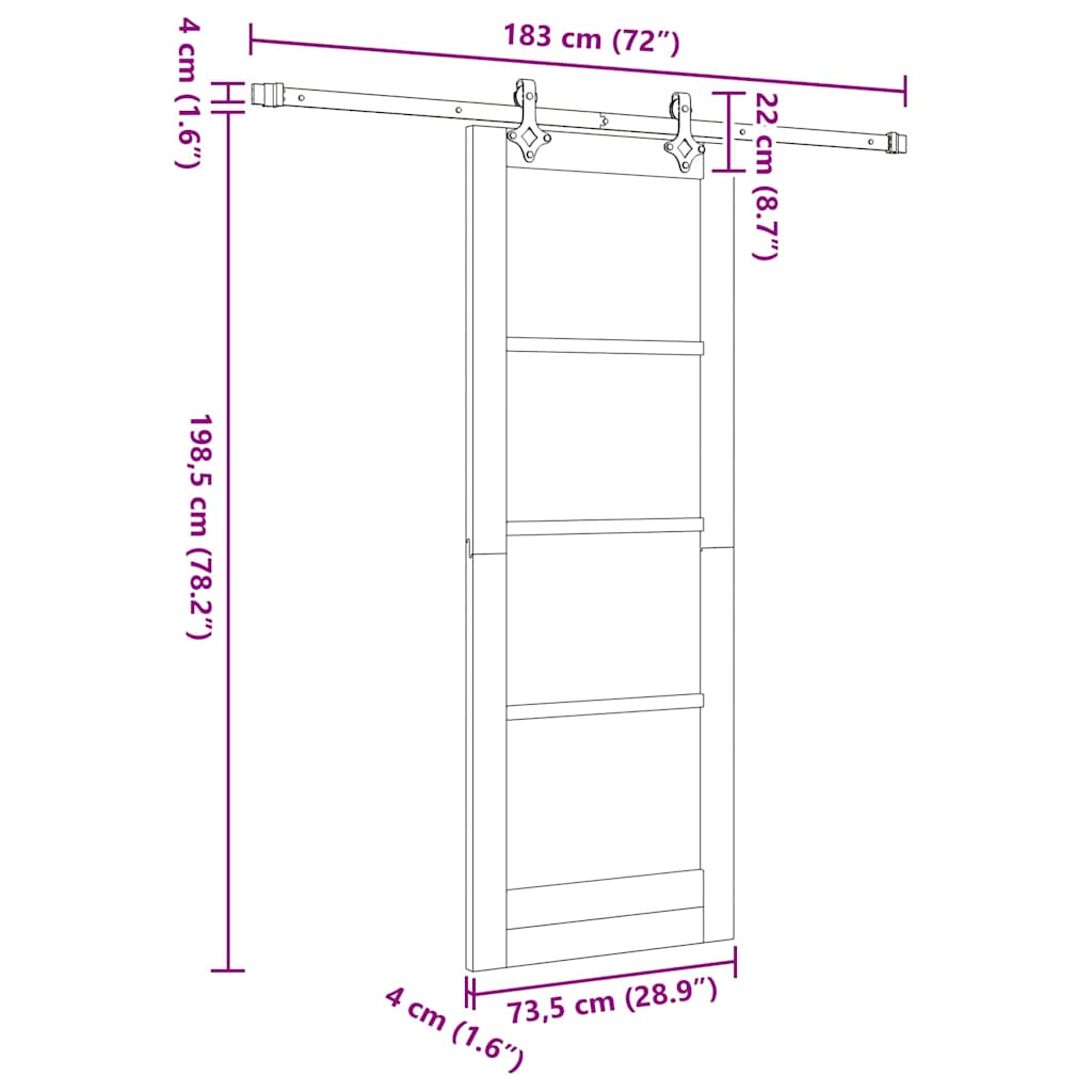 vidaXL Sliding Door Natural 73.5 x 198.5 cm Solid Pine Wood and Glass