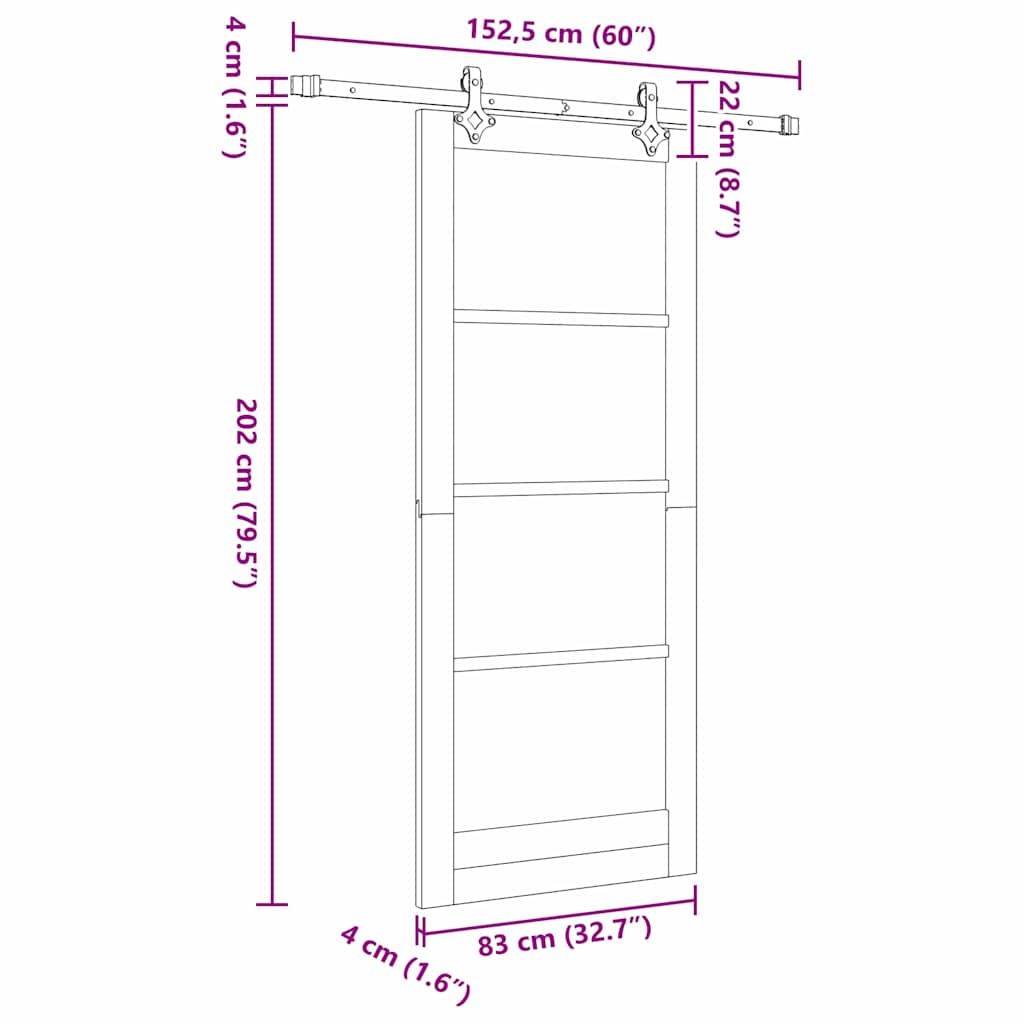 vidaXL Sliding Door White 83 x 202 cm Solid Pine Wood and Glass