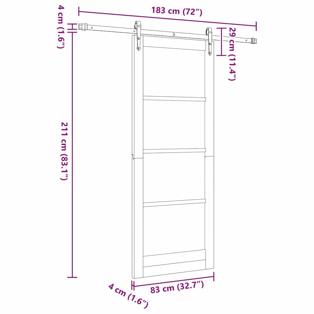 vidaXL Sliding Door White 83 x 211 cm Solid Pine Wood and Glass