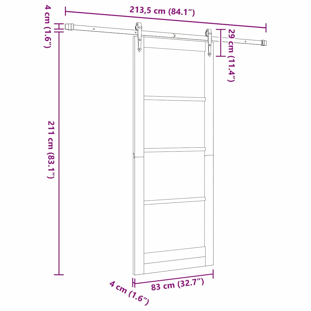 vidaXL Sliding Door ORKDAL White 83 x 211 cm Solid Pine Wood and Glass