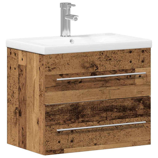 vidaXL Bathroom Sink Cabinet with Drawer Wall-mounted 2 pcs Old Wood