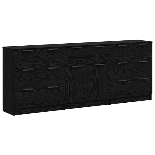 vidaXL Sideboard 3 pcs Black Oak 181 x 30 x 70 cm Engineered Wood