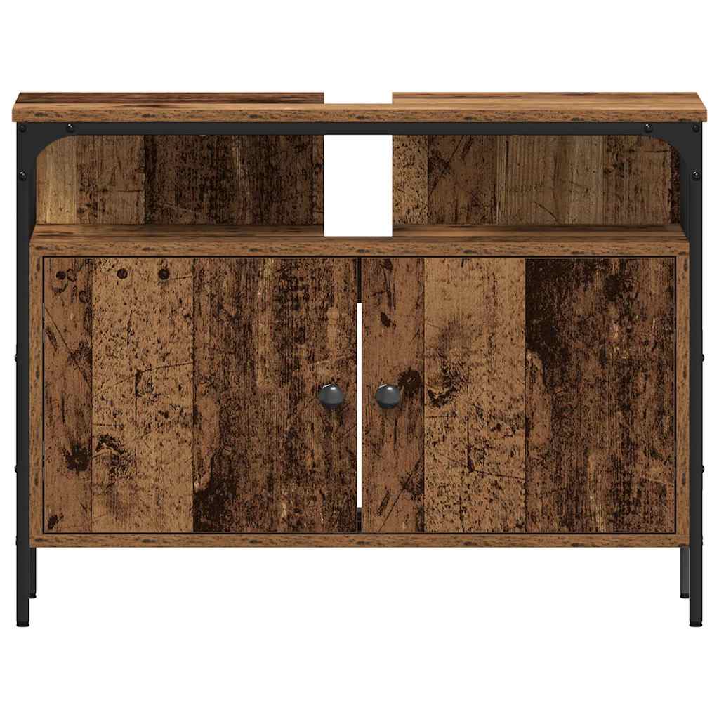 vidaXL Bathroom Furniture Set with Door 4 pcs Old Wood Engineered Wood