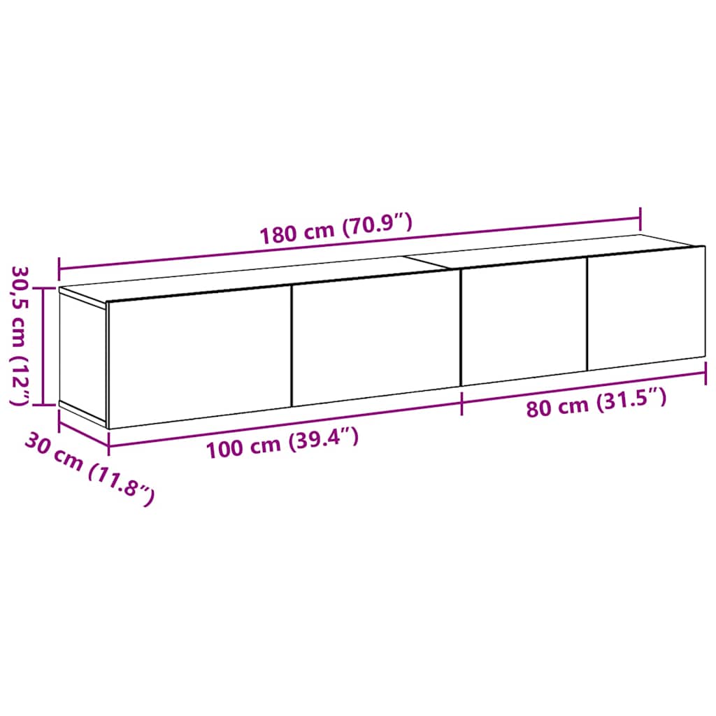 vidaXL TV Cabinet Set 2 pcs Black Oak Engineered Wood