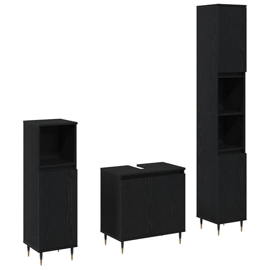vidaXL Bathroom Furniture Set 3 pcs Black Oak 30 x 30 x 190 cm