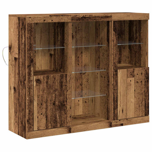 vidaXL LED Sideboard Old Wood 123 x 37 x 100 cm Engineered Wood