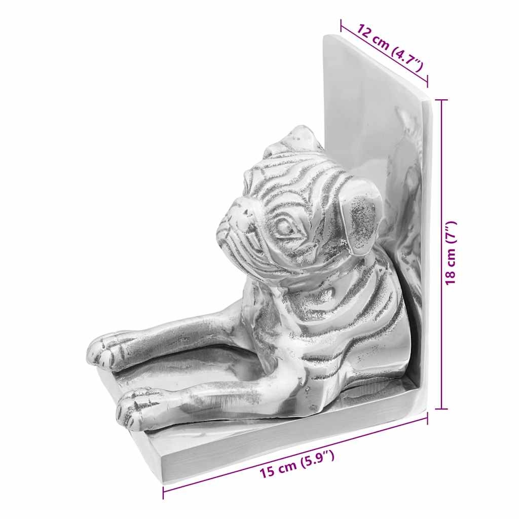 vidaXL Bookends 2 pcs Silver 12 x 15 x 18 cm Aluminium