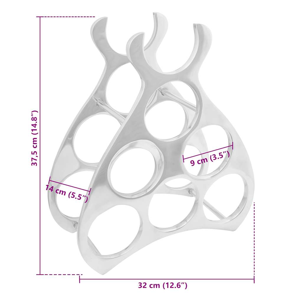 vidaXL Wine Rack Silver 32 x 14 x 37.5 cm Aluminium