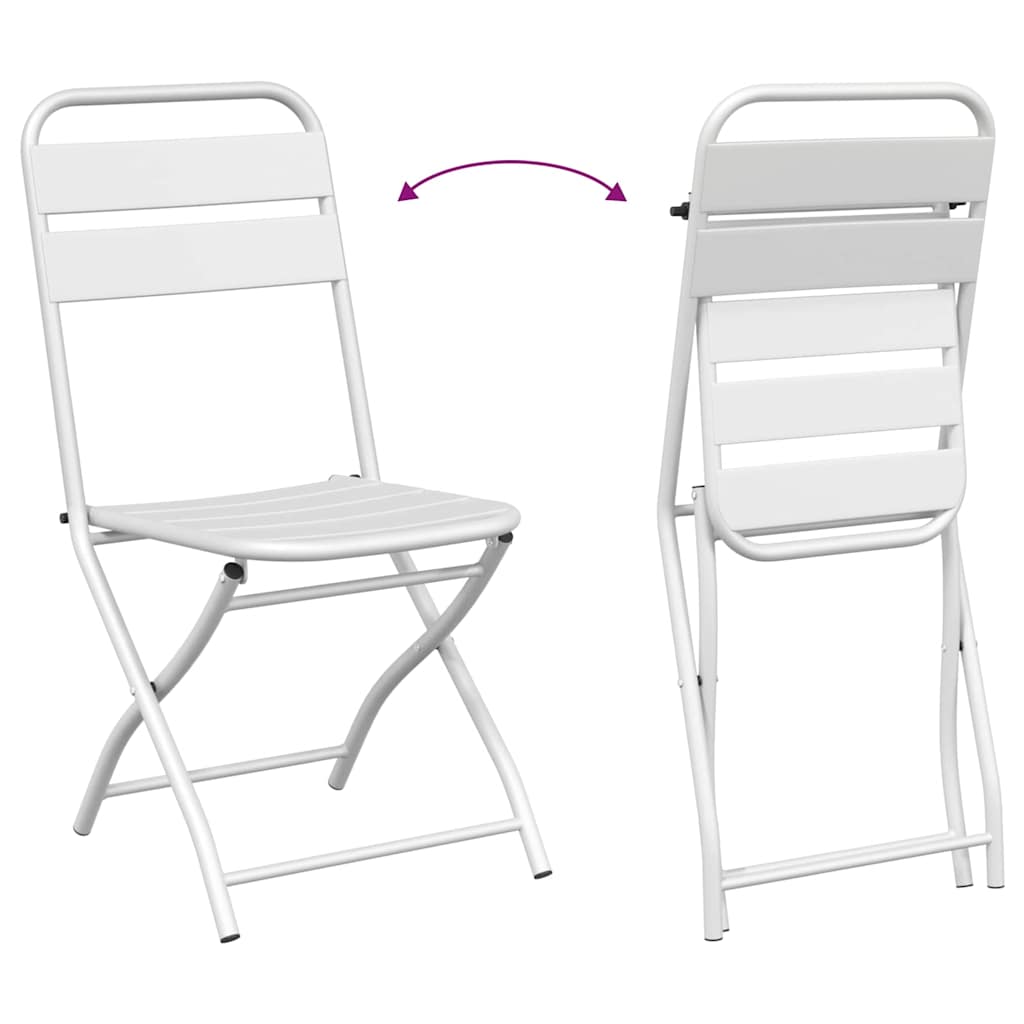 vidaXL Garden Folding Chair Folding 2 pcs White 42 x 52 x82cm