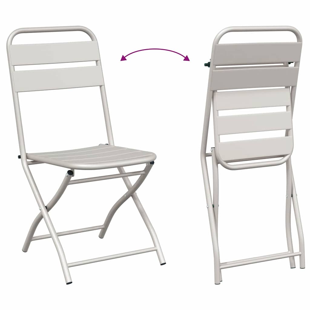 vidaXL Garden Folding Chair Folding 2 pcs Beige 42 x 52 x82cm