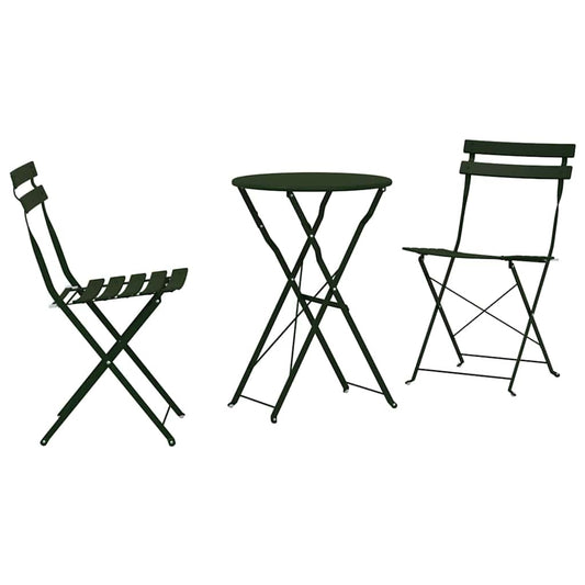 vidaXL Folding Bistro Set 3 pcs Forest Steel