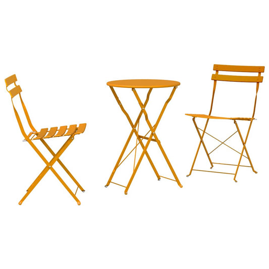vidaXL Folding Bistro Set 3 pcs Mustard Steel