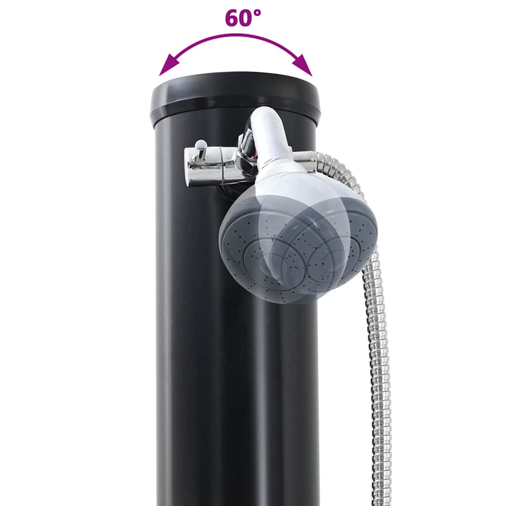 vidaXL Outdoor Solar shower Black 217 cm PVC and Aluminium
