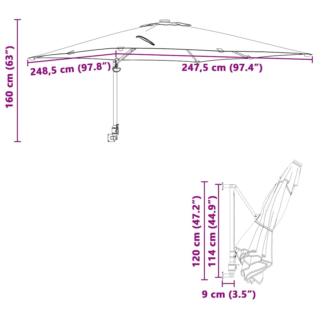 vidaXL Garden Parasol Terracotta 248.5 x 247.5 x 160 cm
