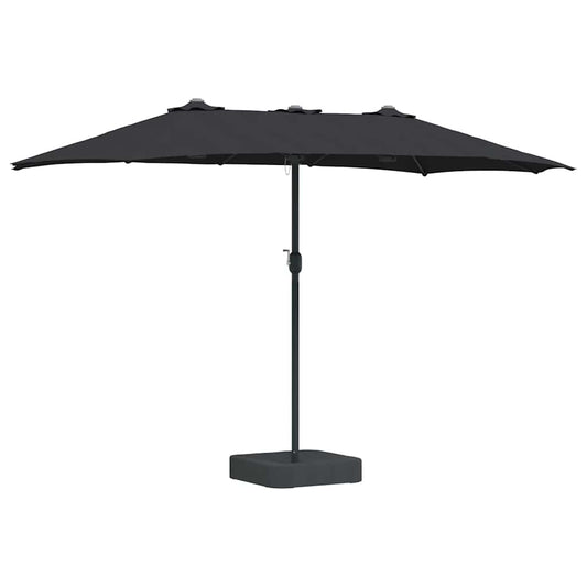 vidaXL Garden Parasol Black 385 x 209 x 244 cm Polyester and Steel