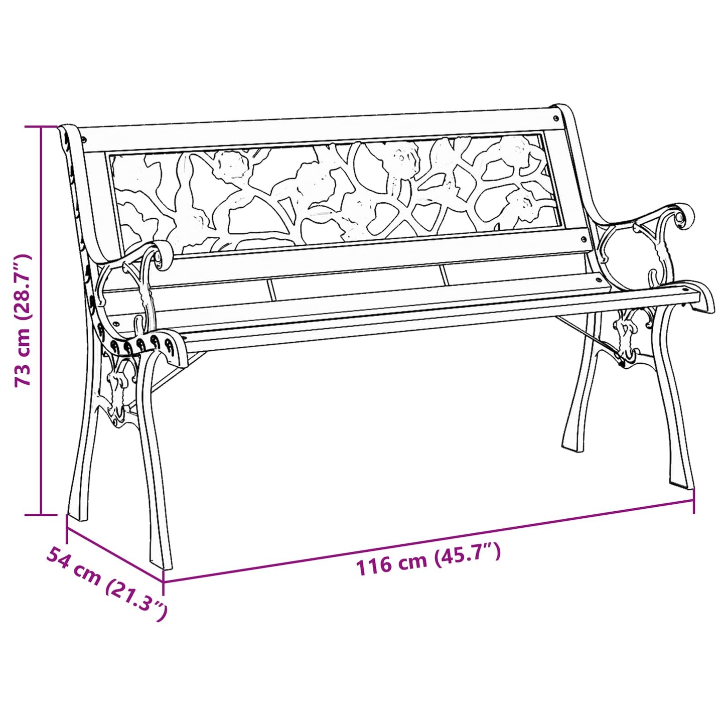 vidaXL Garden Bench with Cushion Brown 116 x 54 x 73 cm Wood