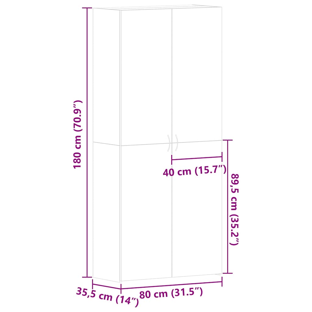 vidaXL Shoe Cabinet 80 x 35.5 x 180 cm Engineered Wood White