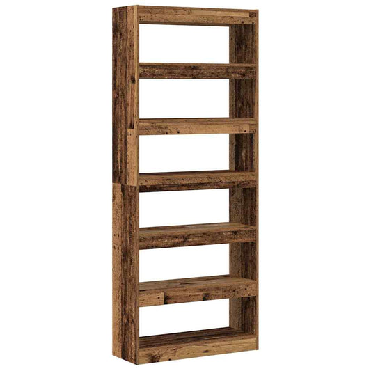 vidaXL Book Cabinet 6-Tier 80 x 30 x 198 cm Engineered Wood Old Wood