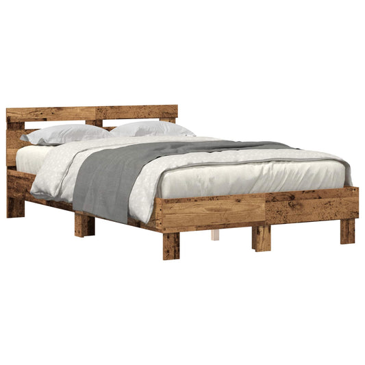 vidaXL Bed Frame with Headboard Old Wood 120 x 190 cm Engineered Wood