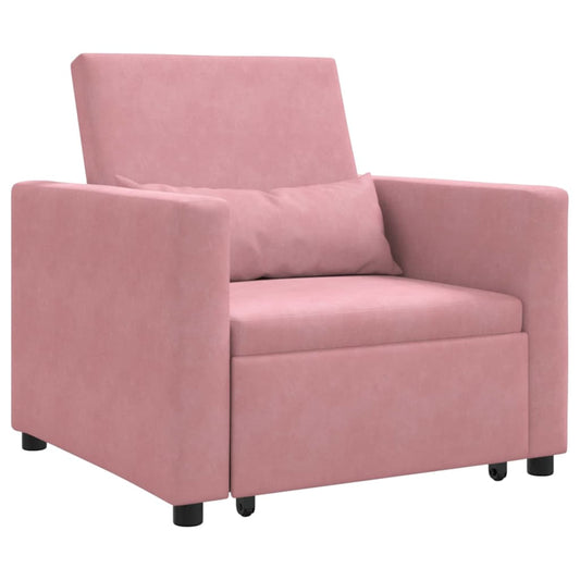 vidaXL Single Sofa Bed Reclining Light pink 90 x 165 x 87 cm Velvet